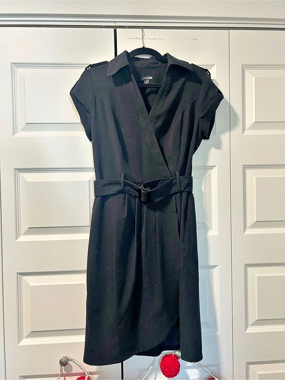 east5th Women's Belted Midi Dress in Black Size 10